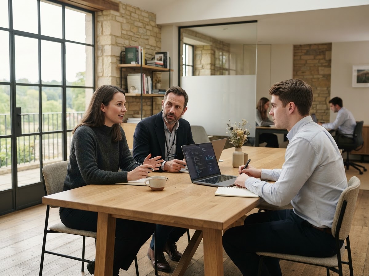 Avenbayr AI team discussing portfolio risk assessment